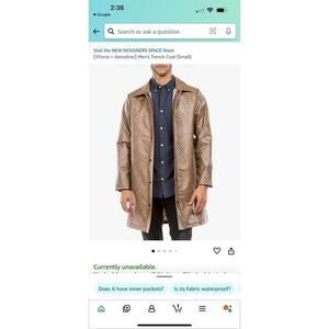 NWT V Force Collection By New Designer Space MEN'S URBANE COAT GEOMETRIC PRINT S